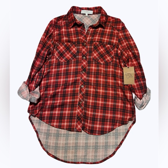 Eden & Olivia Tops - Eden & Olivia Red and Black Plaid Shirt
